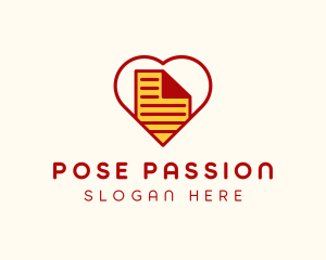 Paper Document Heart  logo design