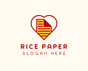 Paper Document Heart  logo design