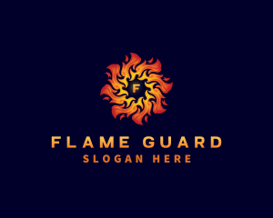 Sun Fire Flame logo design