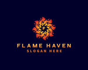 Sun Fire Flame logo design