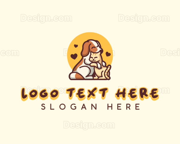 Dog Cat Hug Care Logo