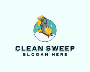 Janitor Cleaning Cart logo design