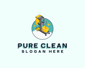 Janitor Cleaning Cart logo design