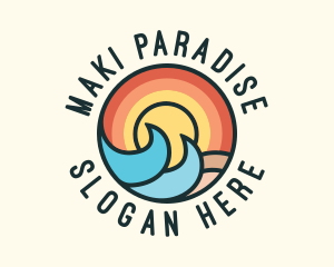 Sunset Beach Waves logo design