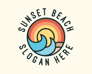 Sunset Beach Waves logo design