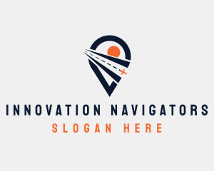 Location Pin Airplane logo design