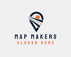 Location Pin Airplane logo design