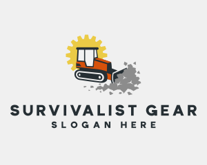 Construction Bulldozer Heavy Equipment logo design