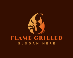 Chicken Grill Fire logo design
