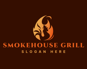 Chicken Grill Fire logo design