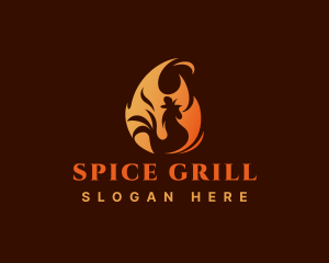 Chicken Grill Fire logo design