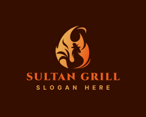 Chicken Grill Fire logo design