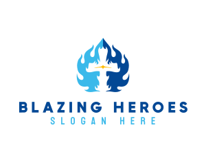 Religious Cross Blaze logo design