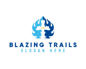 Religious Cross Blaze logo design