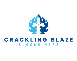 Religious Cross Blaze logo design