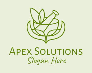 Green Herbs Pestle  logo design