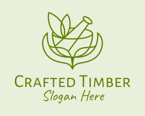 Green Herbs Pestle  logo design