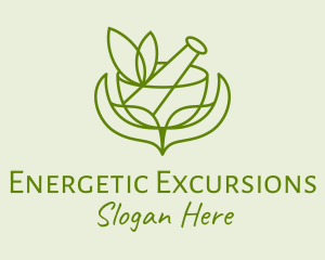 Green Herbs Pestle  logo design