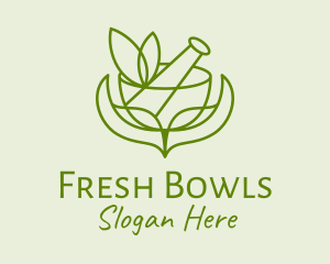 Green Herbs Pestle  logo design