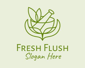 Green Herbs Pestle  logo design