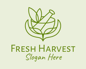 Green Herbs Pestle  logo design