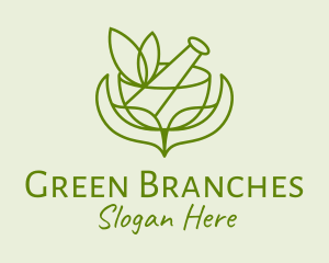 Green Herbs Pestle  logo design