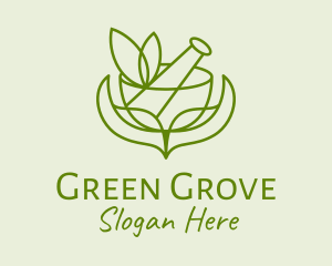 Green Herbs Pestle  logo design