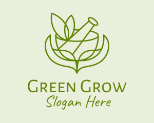 Green Herbs Pestle  logo design