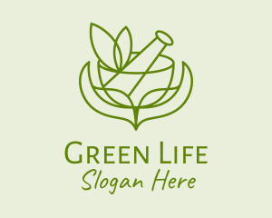 Green Herbs Pestle  logo design