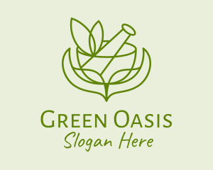 Green Herbs Pestle  logo design