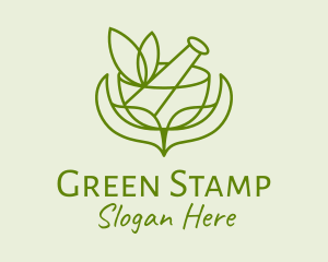 Green Herbs Pestle  logo design