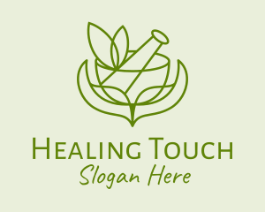 Green Herbs Pestle  logo design