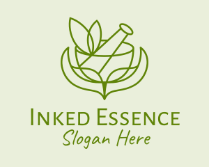 Green Herbs Pestle  logo design