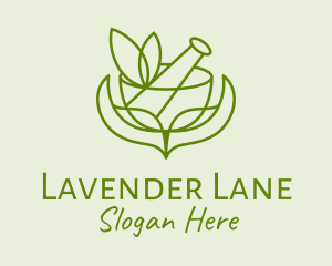 Green Herbs Pestle  logo design