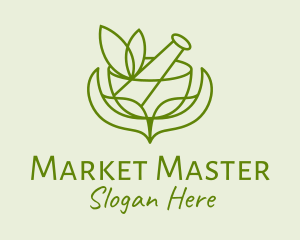 Green Herbs Pestle  logo design