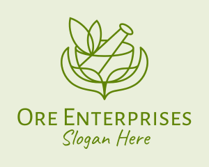 Green Herbs Pestle  logo design