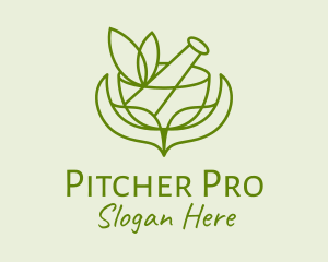 Green Herbs Pestle  logo design