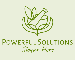 Green Herbs Pestle  logo design