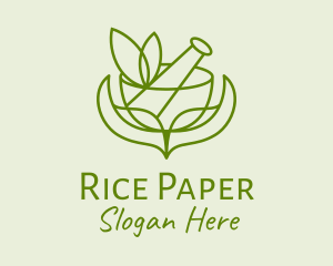 Green Herbs Pestle  logo design