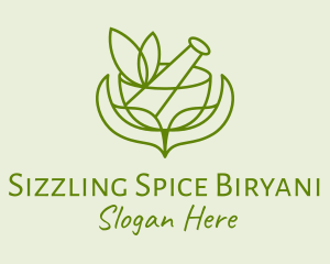 Green Herbs Pestle  logo design