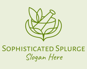 Green Herbs Pestle  logo design