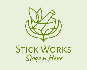 Green Herbs Pestle  logo design