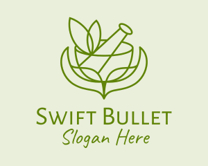 Green Herbs Pestle  logo design