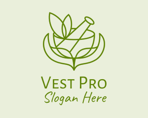 Green Herbs Pestle  logo design