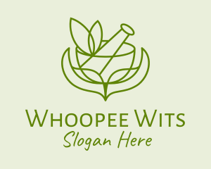 Green Herbs Pestle  logo design