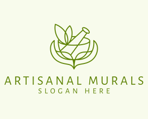 Green Herbs Pestle  logo design