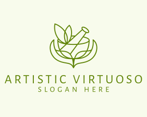 Green Herbs Pestle  logo design