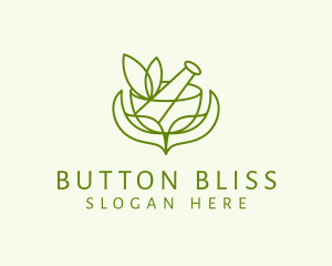 Green Herbs Pestle  logo design