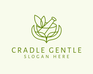 Green Herbs Pestle  logo design