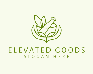 Green Herbs Pestle  logo design